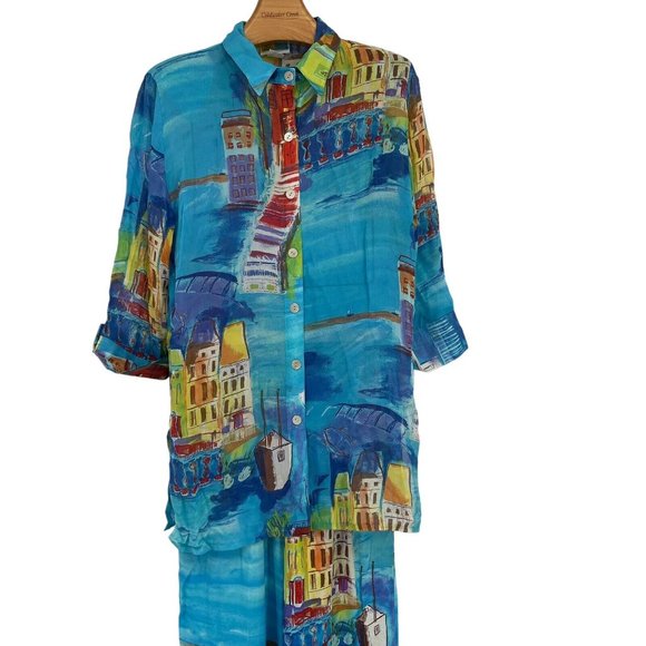 Vintage Sea Suns Outfit 2 Piece Set size medium crop pants semi sheer top tunic - Picture 3 of 9